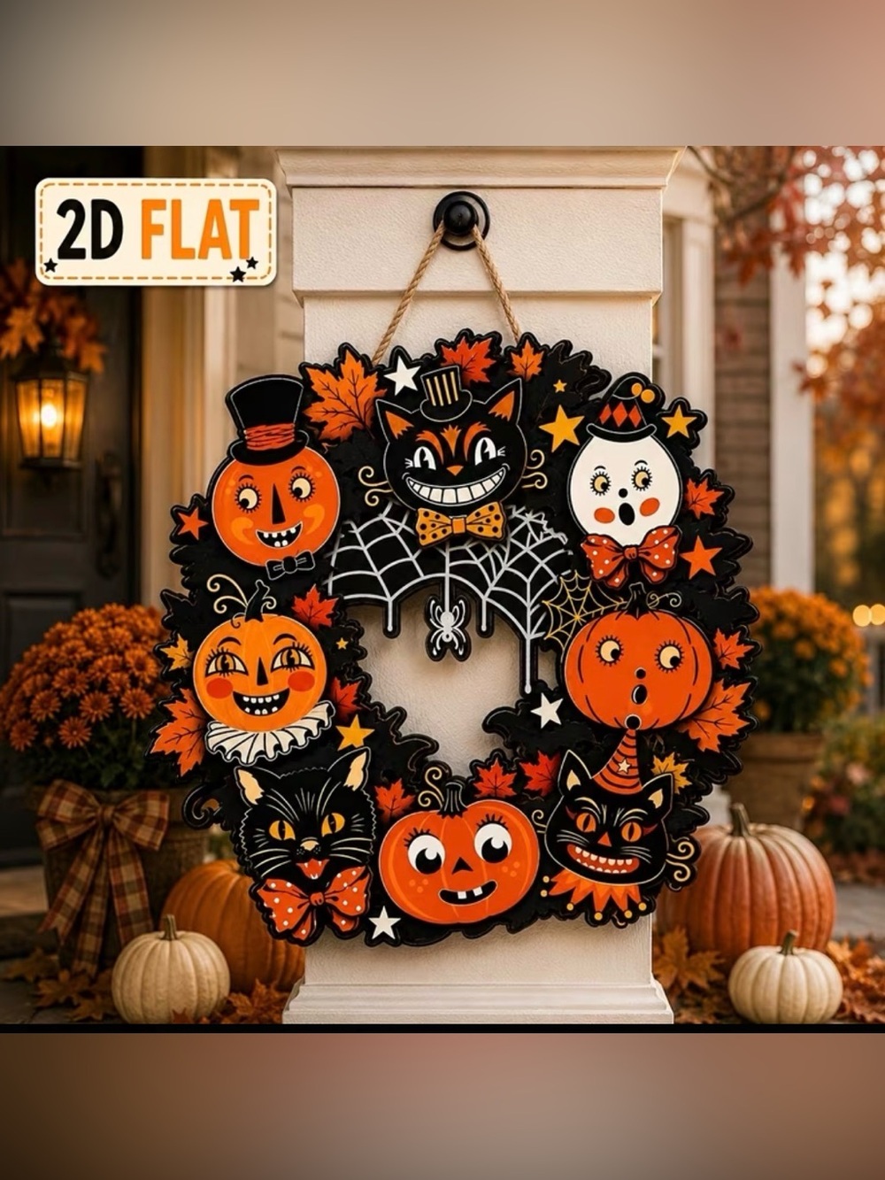 NIP Johanna Parker Inspired Halloween Cat Wooden Wreath